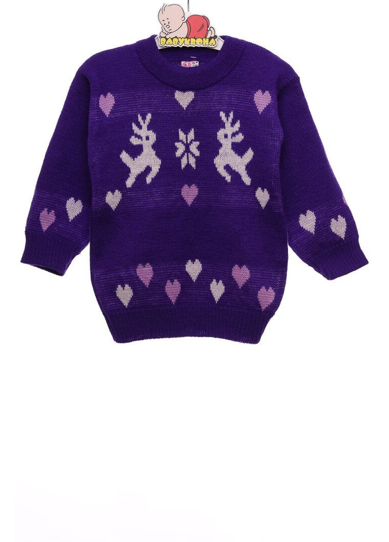 Фиолетовый зимний свитер для девочки вязаный снежинка фиолетовый 104 см (27349) BABYKROHA