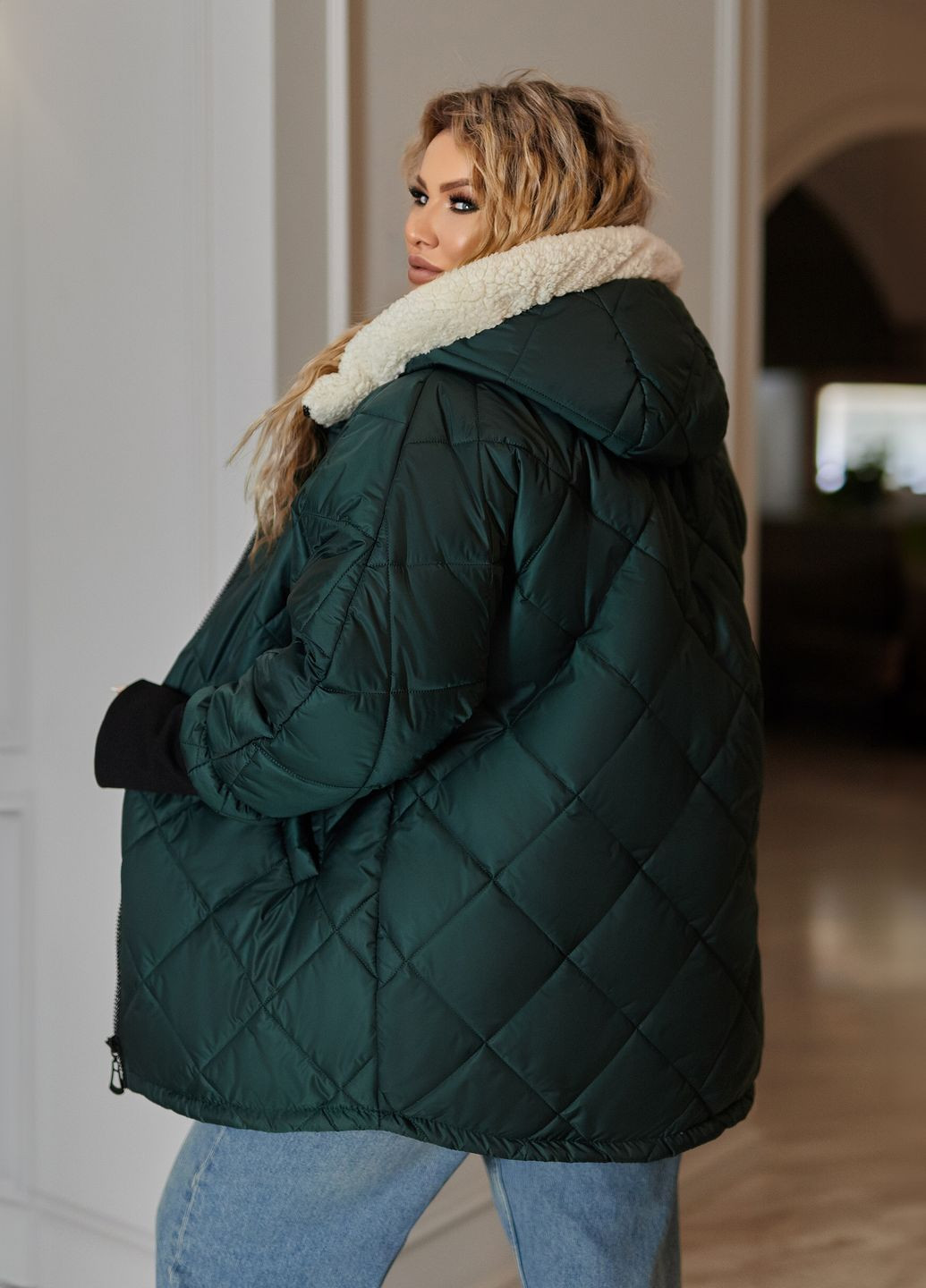 Смарагдова зимня зимова куртка з хутром No Brand