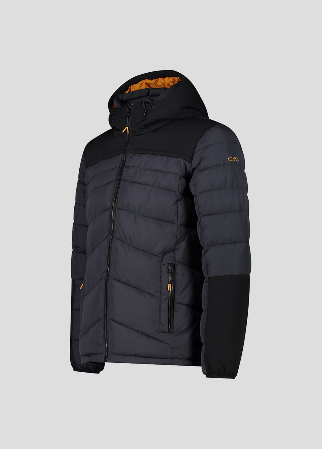 Черная зимняя мужская черная куртка на синтепоне man jacket fix hood CMP
