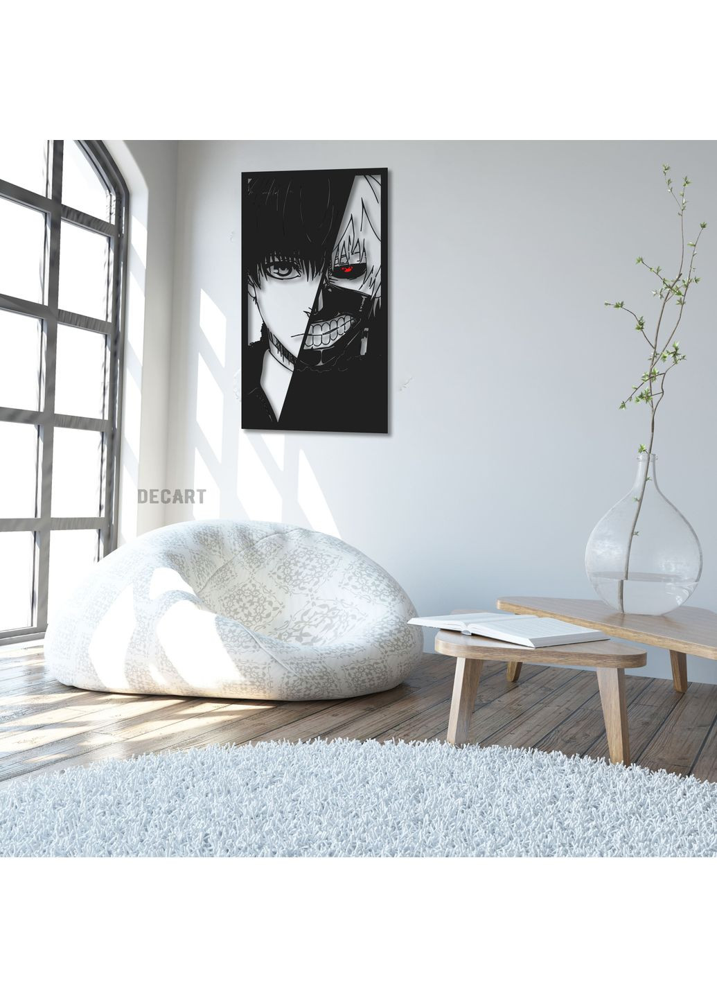 Деревянное панно декор для комнаты. Деревянная картина для подарка Кен Канеки |Токийский Гуль 150х85 см Decart (360609894)