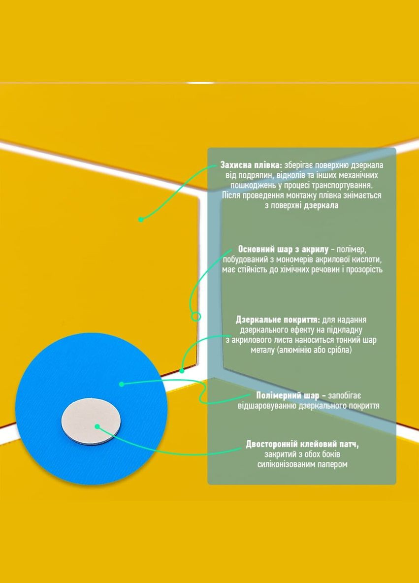 Дзеркальний декор акриловий самоклеючий 150*175мм золото,12шт (D) SW-00002518 Sticker Wall (327088906)
