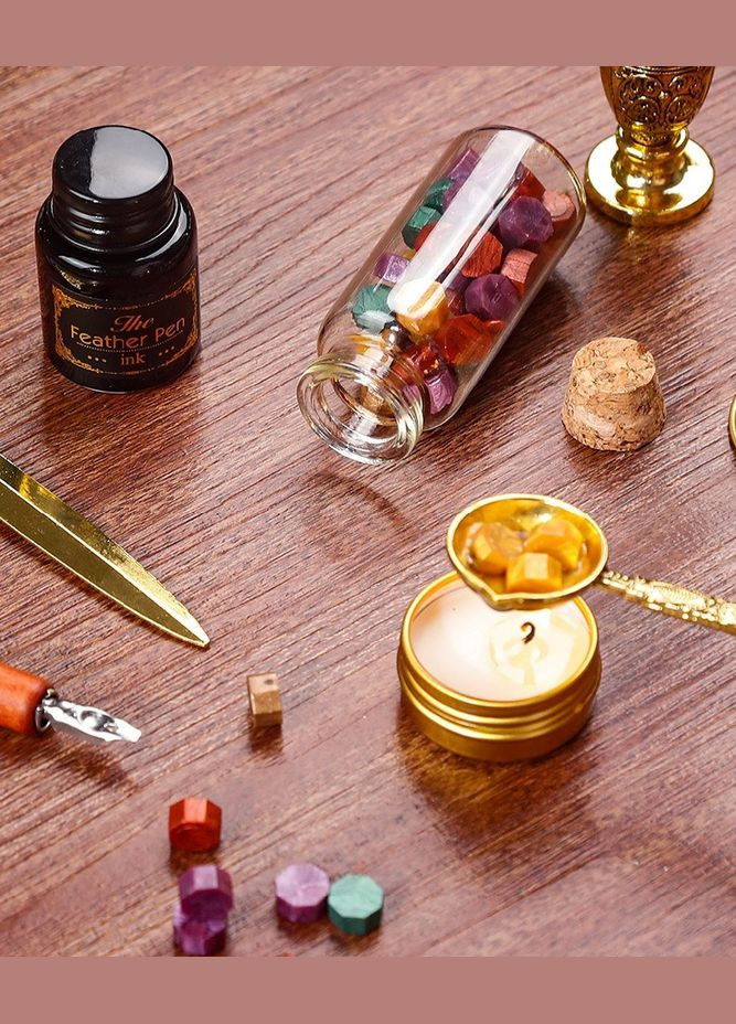 Подарочный винтажный набор: Перо для каллиграфии с 6 флаконами чернил. Оригинальный подарок Красное перо No Brand (337169334)