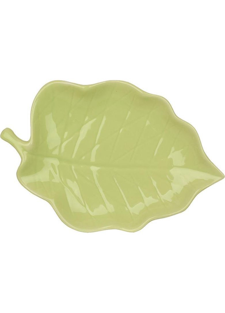 Тарілки керамічні Chalkida Лист 25х17см, набір 6 фігурних тарілок, зелені BonaDi (330018079)