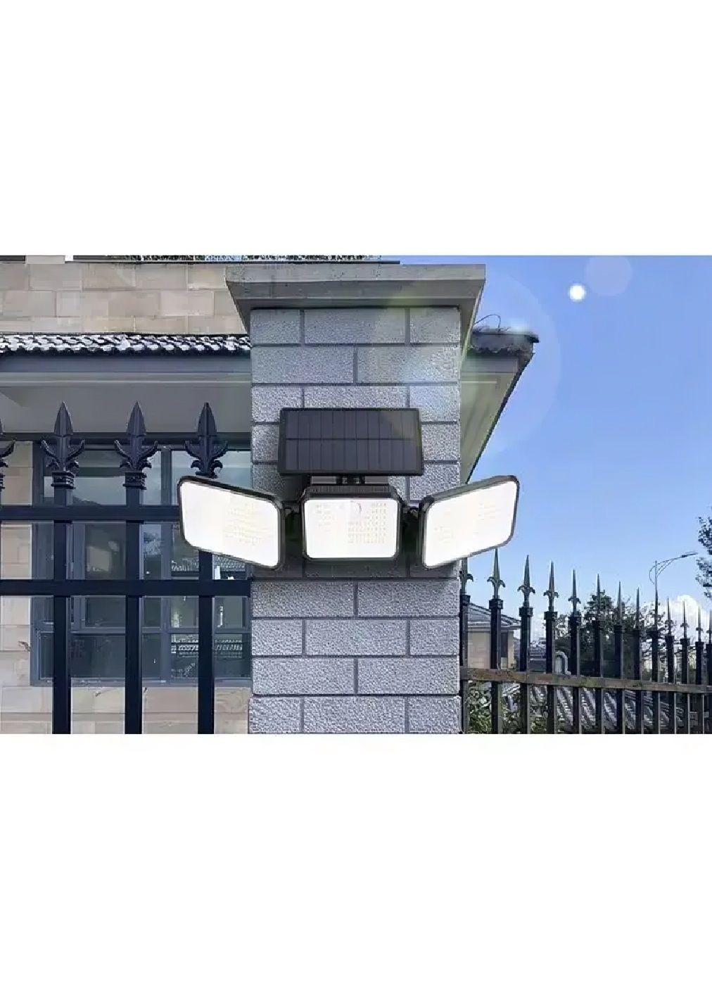 Уличный фонарь от солнечной батареи датчиком сумерек движения устойчивостью к погодным условиям на 3 лампы (480072-Prob) Unbranded (329141547)