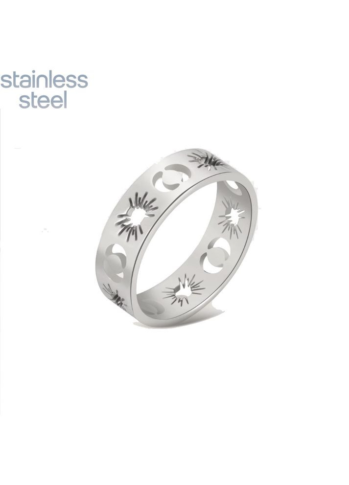 Кольцо "Солнце и Луна" из Медицинской Стали R028S-09 Символ Вечной Гармонии (Размер: мм (9 США)) Spikes (338861344)