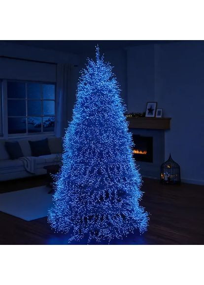 Новогодняя гирлянда комнатная роса Хвойная лапа 50 м 1500 LED зеленый провод Синее сияние D1500L50MGBL Jooki (372010829)