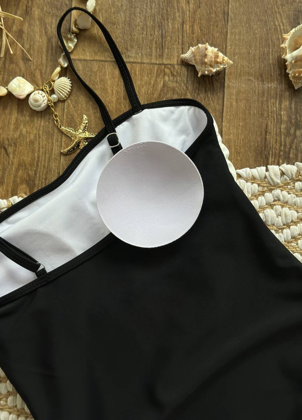 Чорно-білий демісезонний жіночий купальник суцільний No Brand