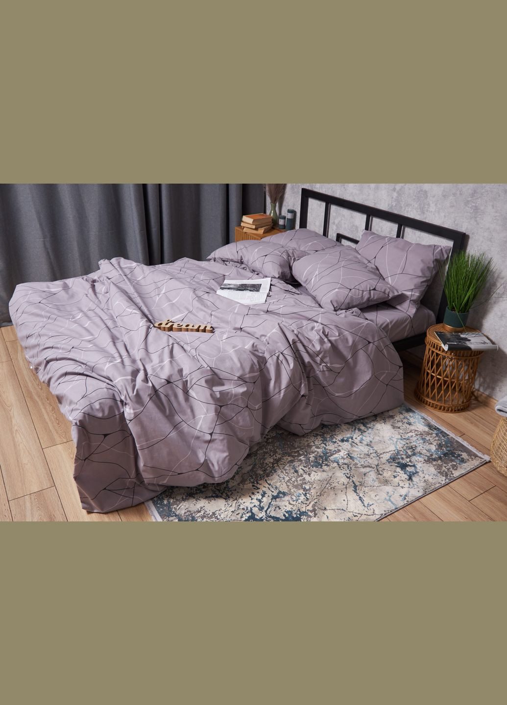 Комплект постельного белья Бязь Gold Люкс полуторный евро 160х220 наволочки 4х70х70 (MS-820002777) Moon&Star Graphite (288536402)