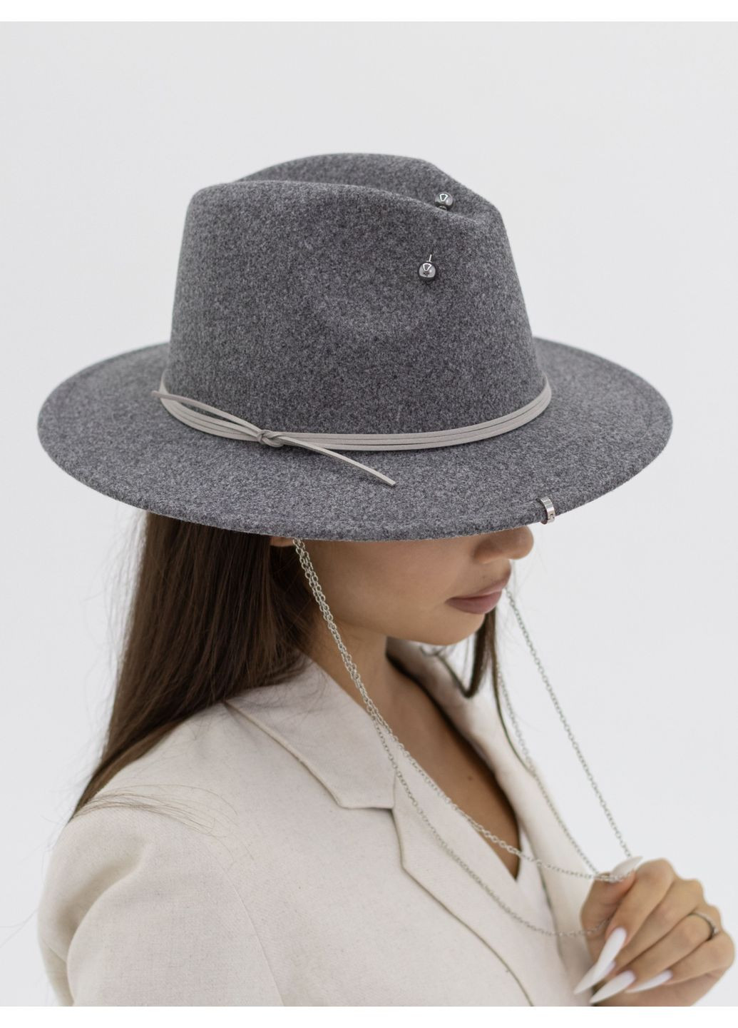 Шляпа федора с цепью шерстяная D.Hats (369716657)