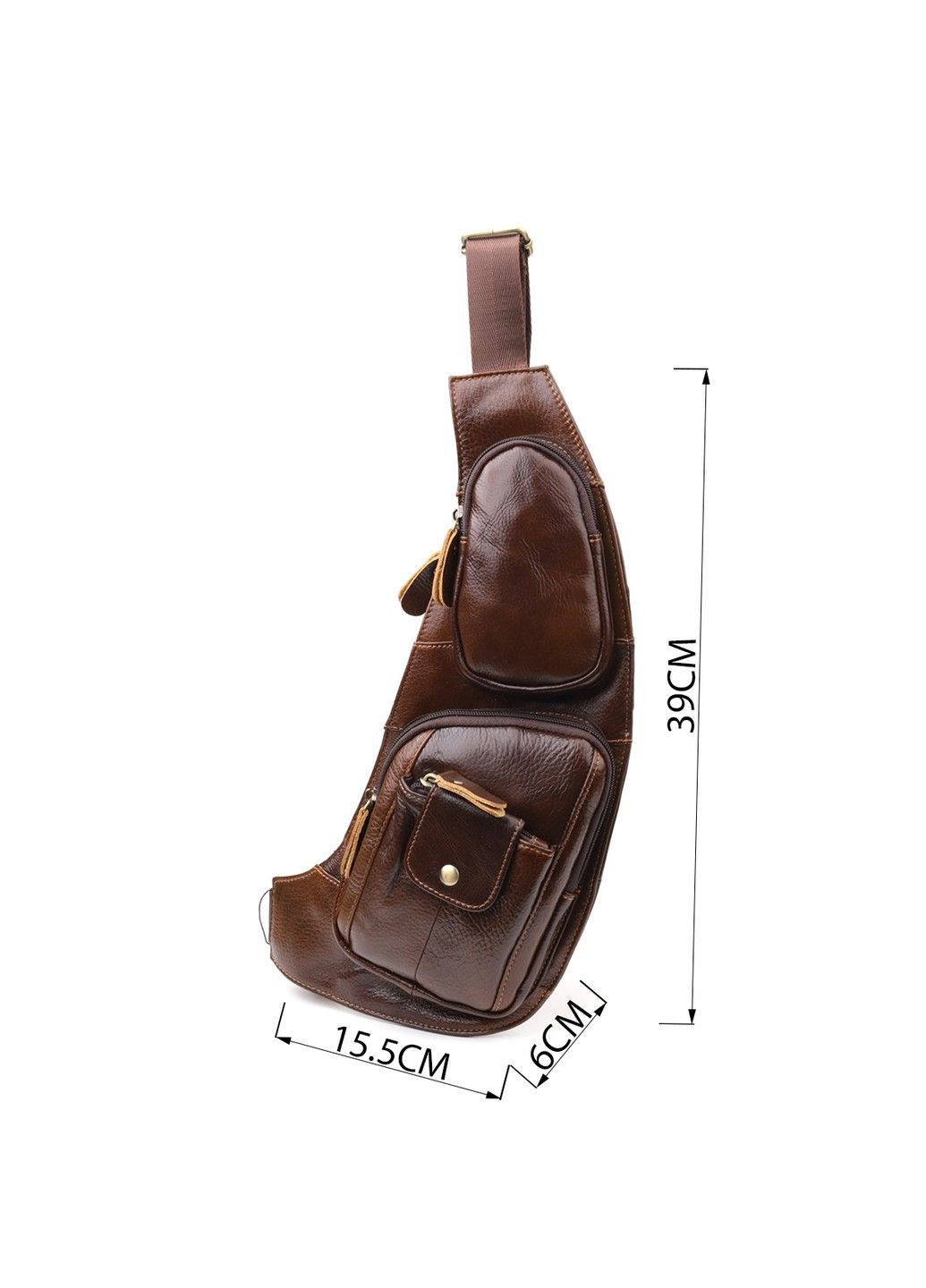 Практичная мужская сумка с большим количеством карманов из натуральной кожи 22962 Коричневый Vintage (357495017)