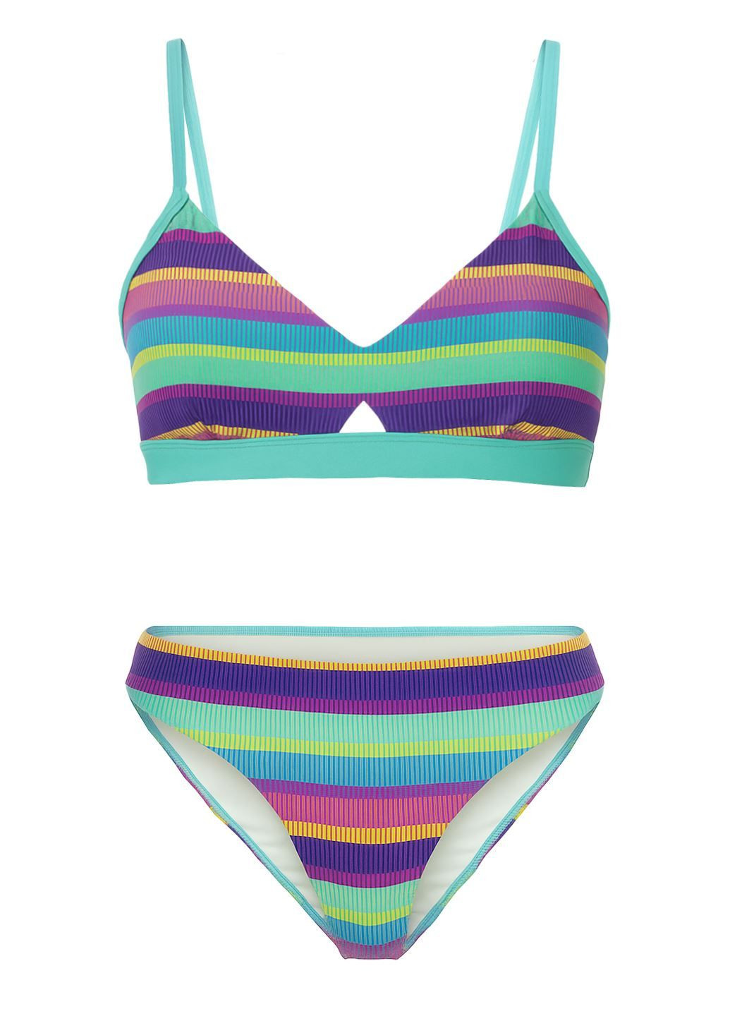 Бірюзовий літній купальник різнокольоровий із вирізами бікіні, роздільний Seafolly