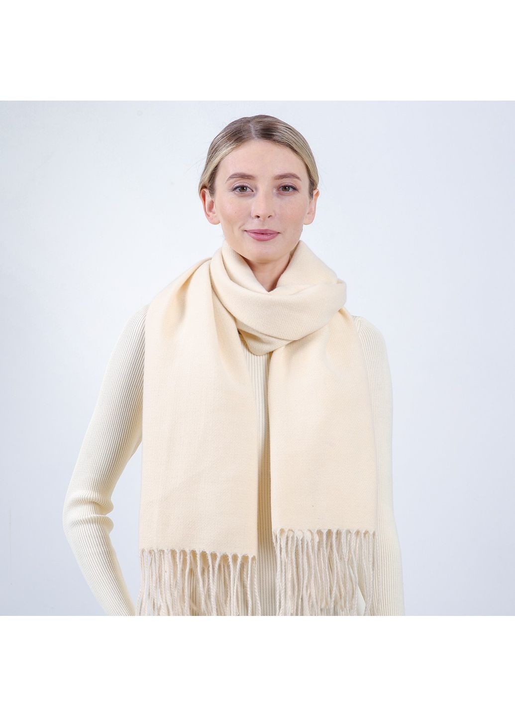 Палантин женский двусторонний кашемир бежевый АРЕС LuckyLOOK 555-150 (362556426)