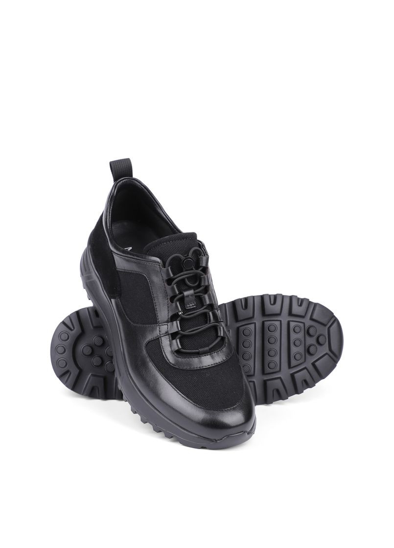 Черные всесезонные мужские кроссовки 2340b-12-a черная кожа MIRATON