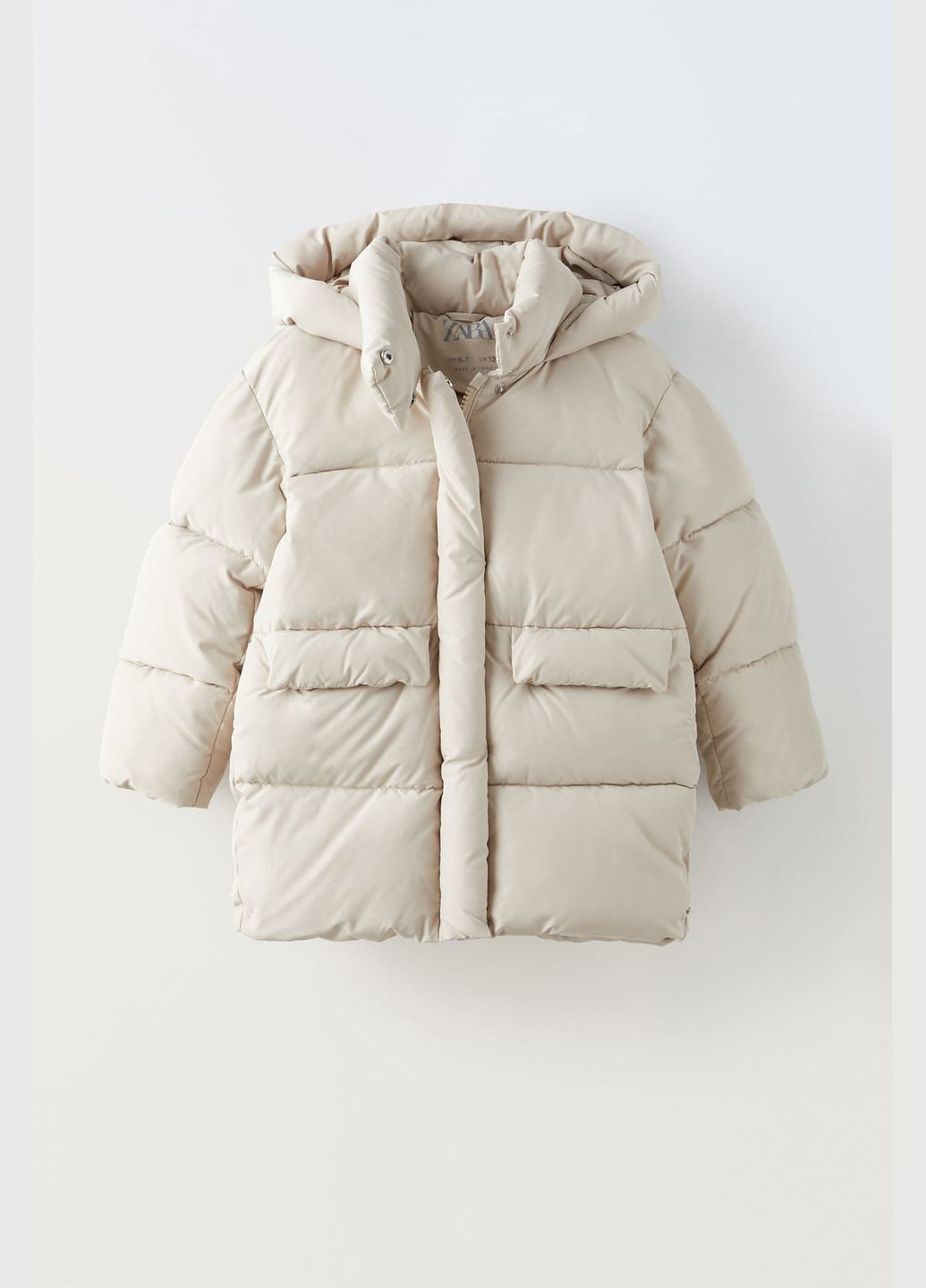 Бежевая зимняя зимняя куртка на девочку бежевая 0562734806 Zara