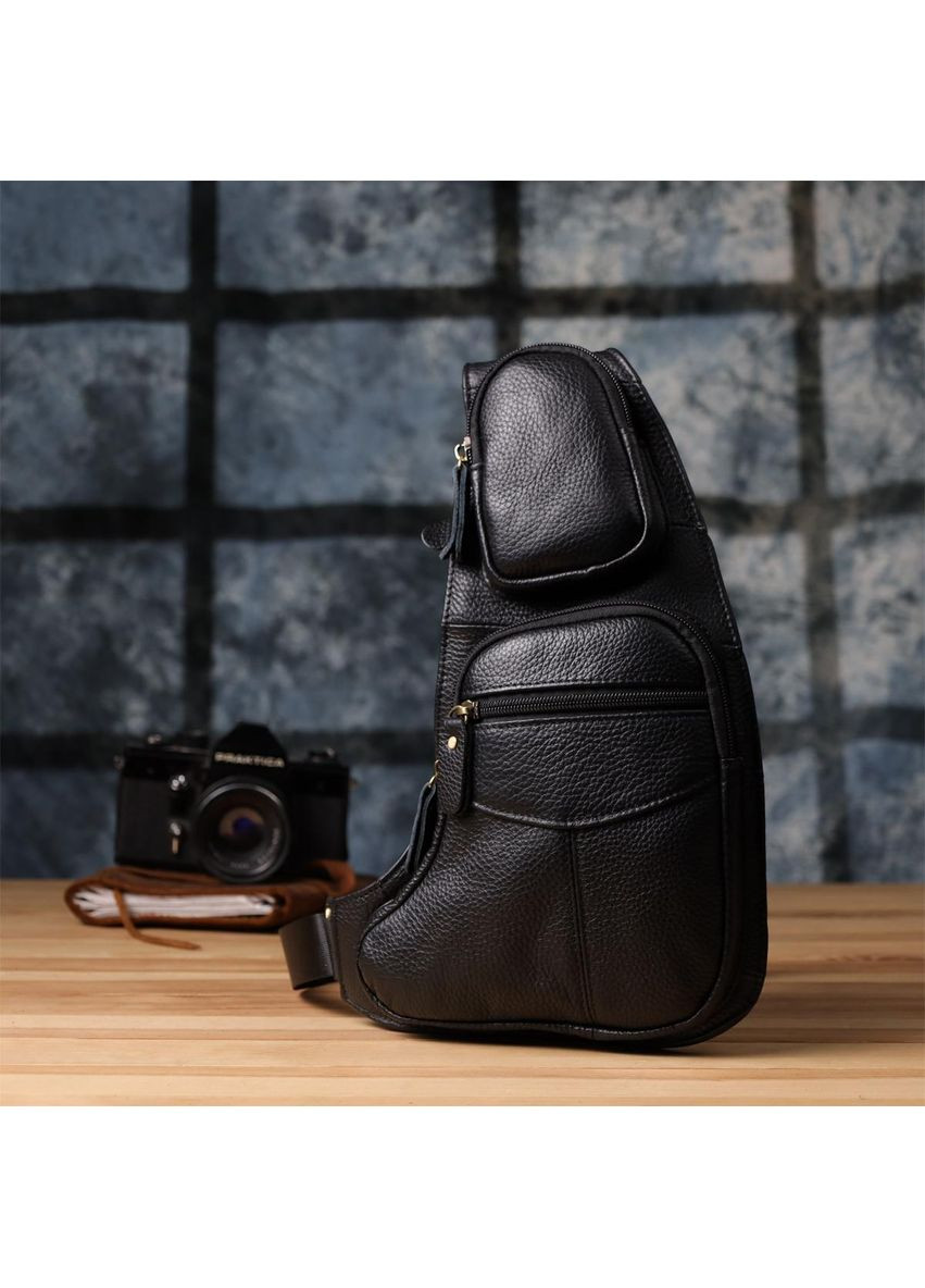 Сумка слинг через плечо мужская кожаная для телефона и для документов большая Черный 39034 Vintage (351403609)