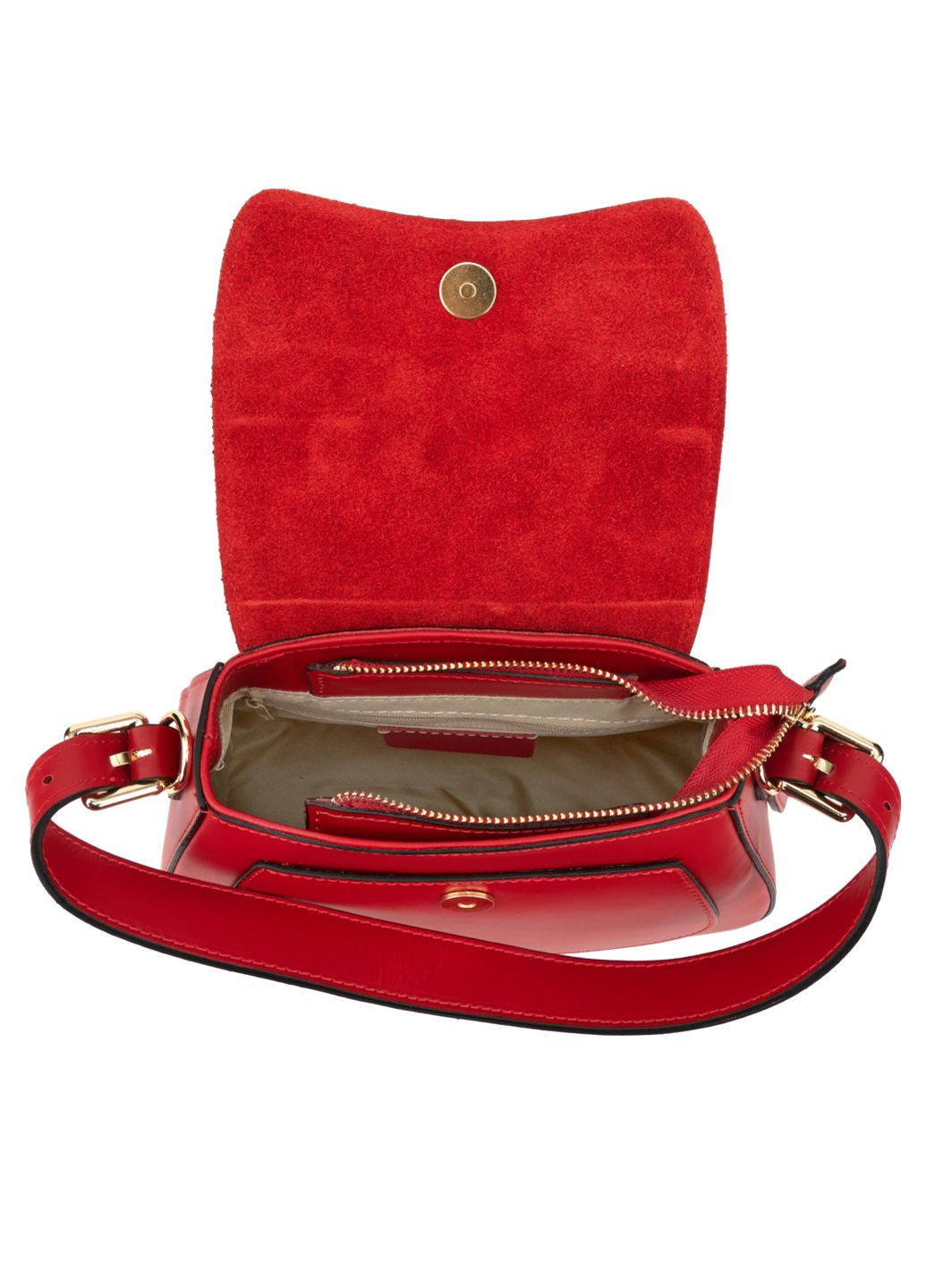 Сумка на плече класична жіноча натуральна шкіра червона Fior Di Loto (371884206)