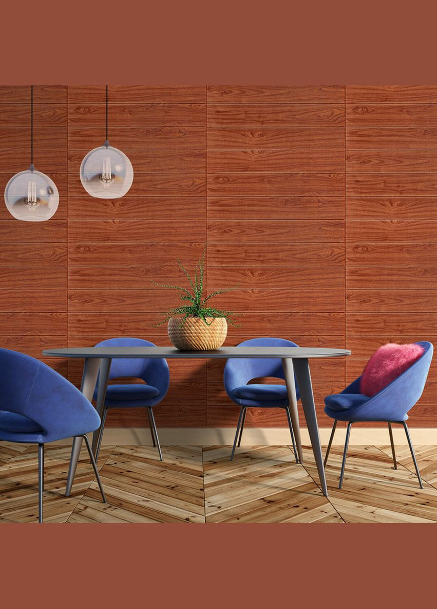 Декоративна 3D панель самоклейка під дерево Червоний 700х700х6мм (084) SW-00000021 Sticker Wall (326063861)