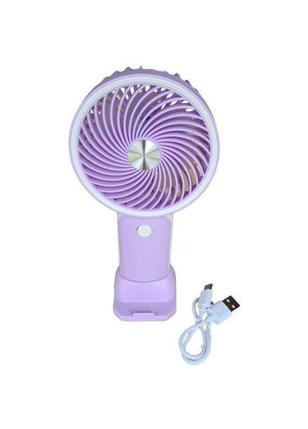 Вентилятор Mini Fan HX09-1 ручний акумуляторний з підставкою для телефону Бузковий з білим No Brand (365746573)