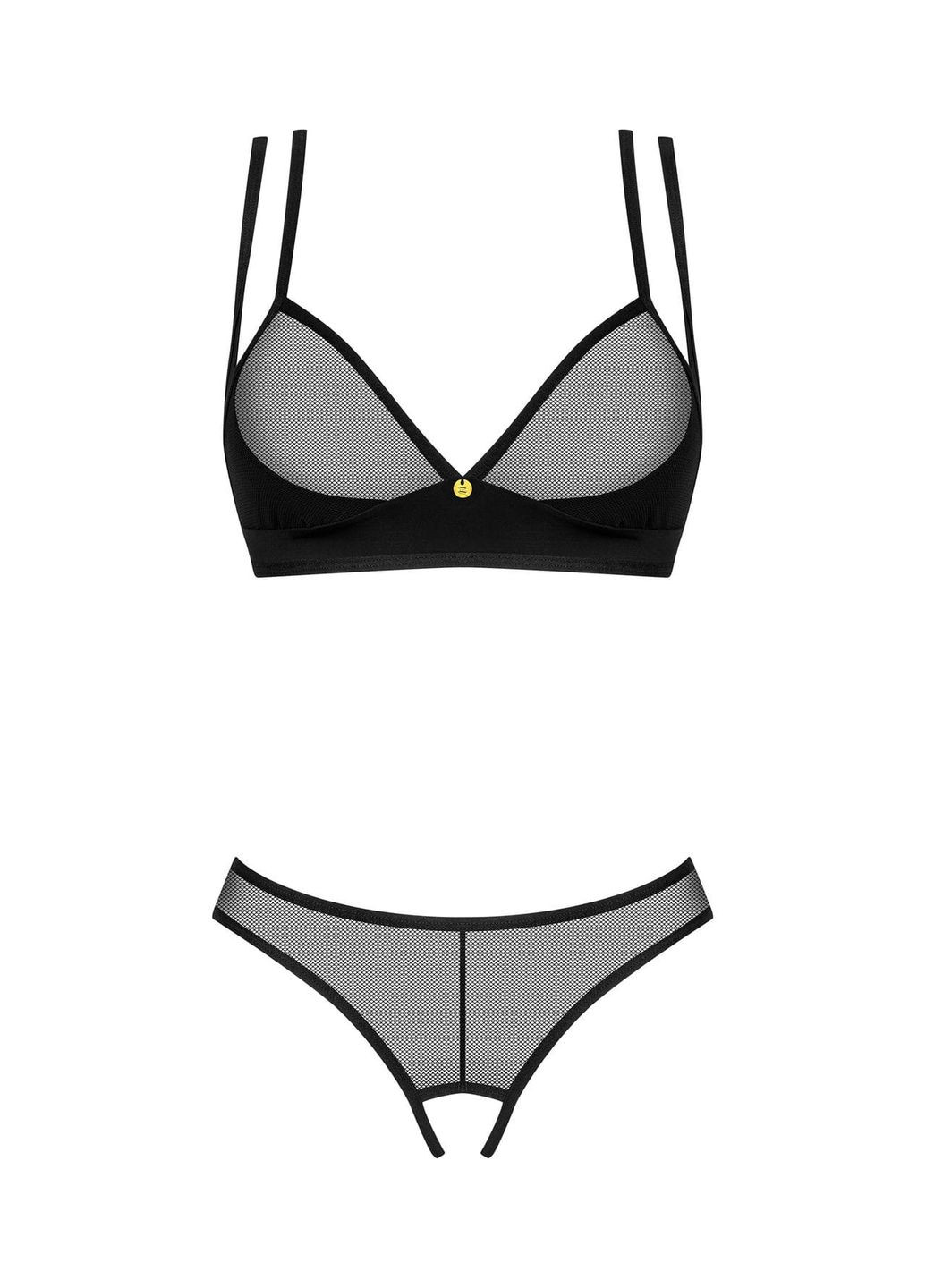Чорний демісезонний комплект білизни (відкритий ліф, відкриті трусики) Obsessive