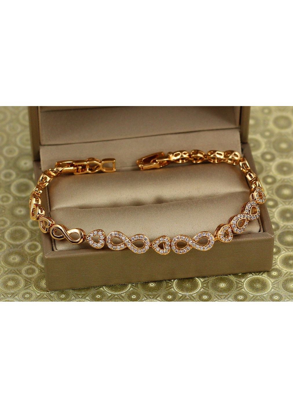 Браслет восьмерки с сердечками 17 см золотистый Xuping Jewelry (352192302)