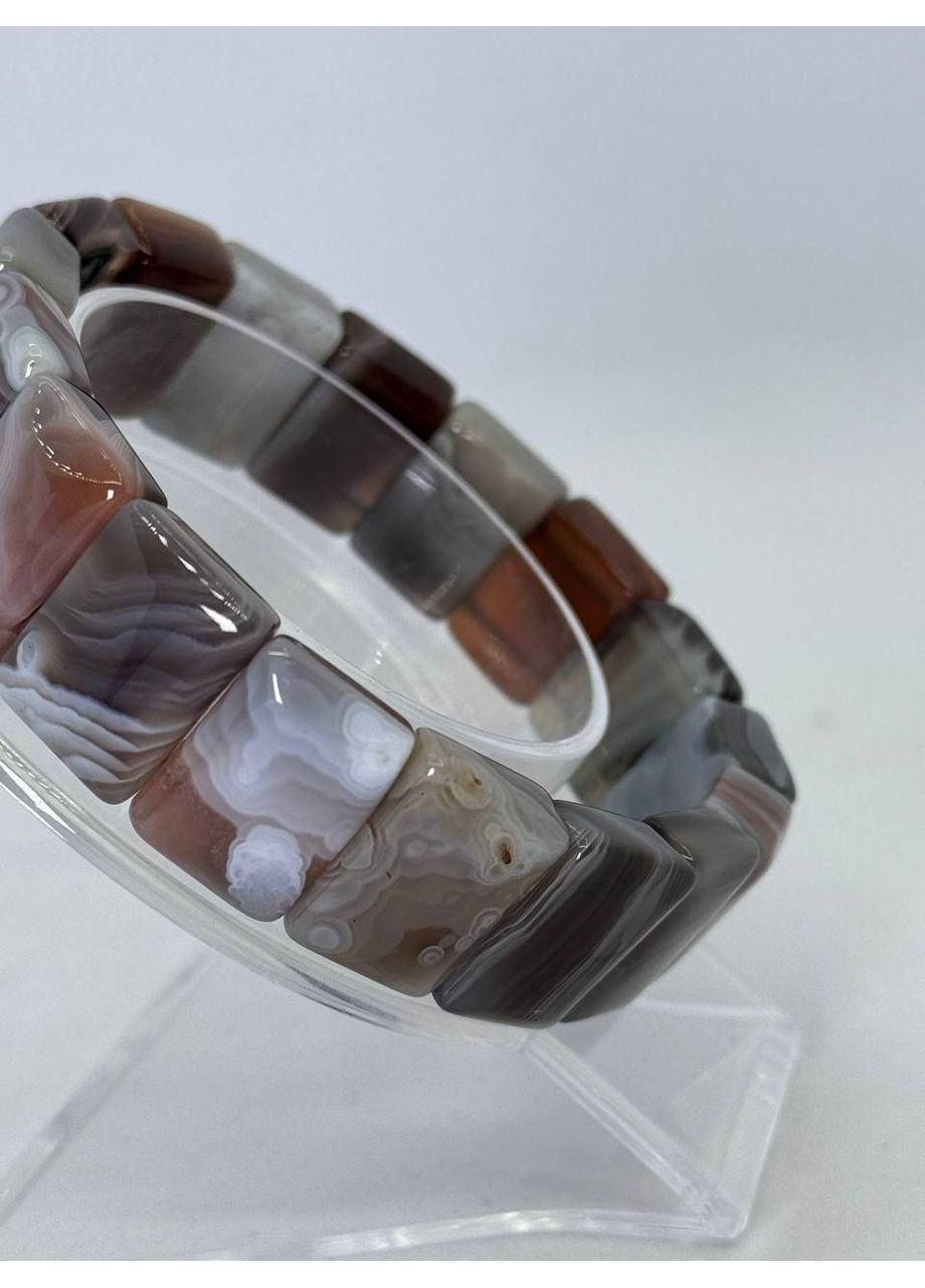 Браслет з агату Ботсвана 18 см Сірий No Brand (350633902)