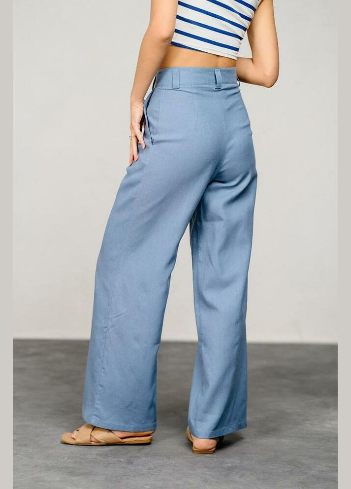 Штани жіночі широкі лляні блакитні MKAZ6034-3 Modna KAZKA (336934166)