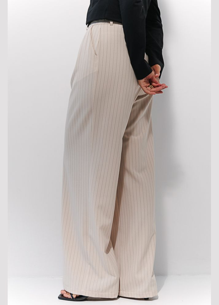 Женские палаццо в тонкую полоску светло-молочные Arjen (300584809)
