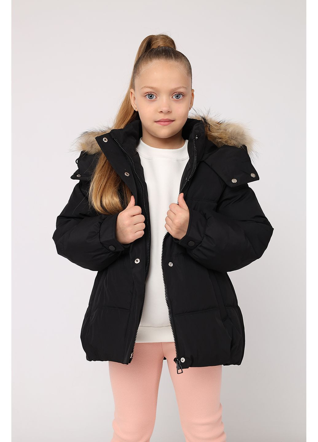 Черная зимняя куртка для девочки цвет черный cb-00280159 JPLT
