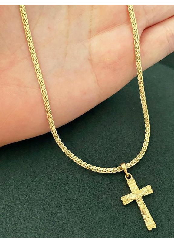 Позолоченная Цепочка 45см + Крестик. Позолота No Brand (360543650)