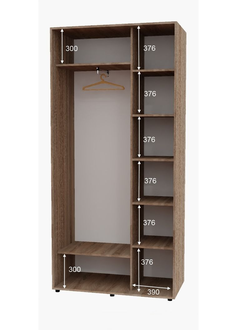 Шкаф-купе двухдверный 120*45*230 см Дуб Сонома трюфель 2 двери Зеркало Алекса (360478222)