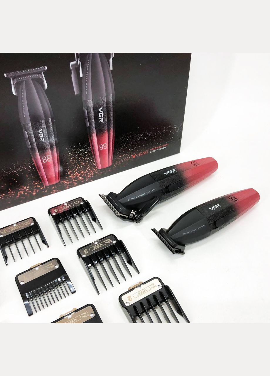 Профессиональный набор для стрижки волос V-640 аккумуляторный Barber Combo PREMIUM. Цвет: красный VGR (364665441)