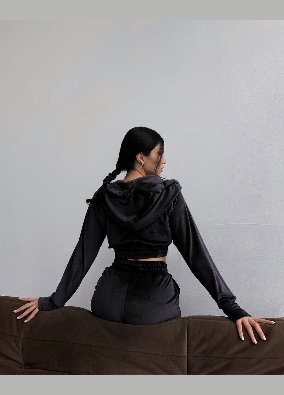 Женский велюровый костюм укороченная кофта и широкие брюки MonCher (333655229)