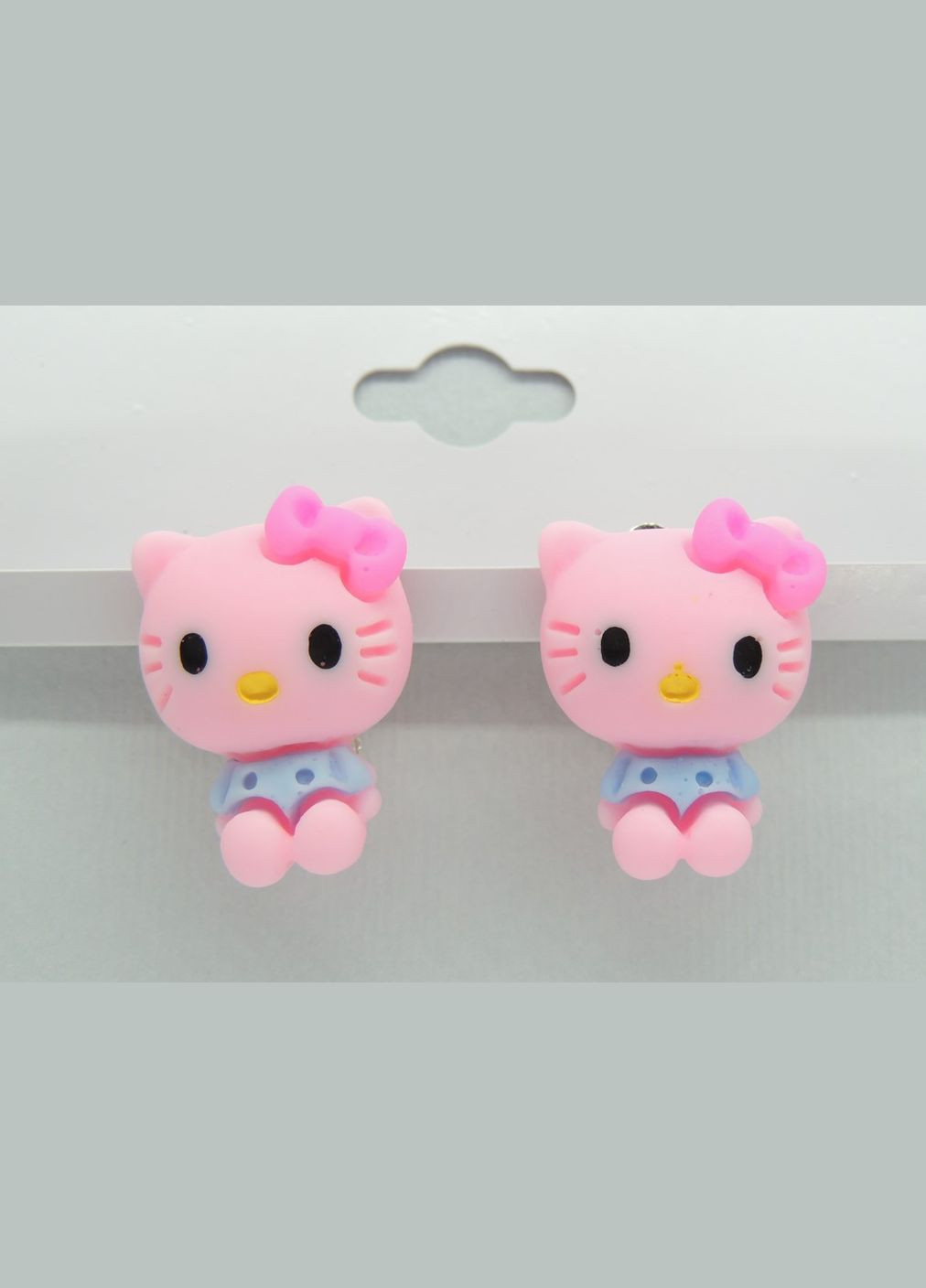Кліпси сережки дитячі для вух без пробивання вуха Хелло Кітті з рожевим бантиком у сукні Liresmina Jewelry (292552650)