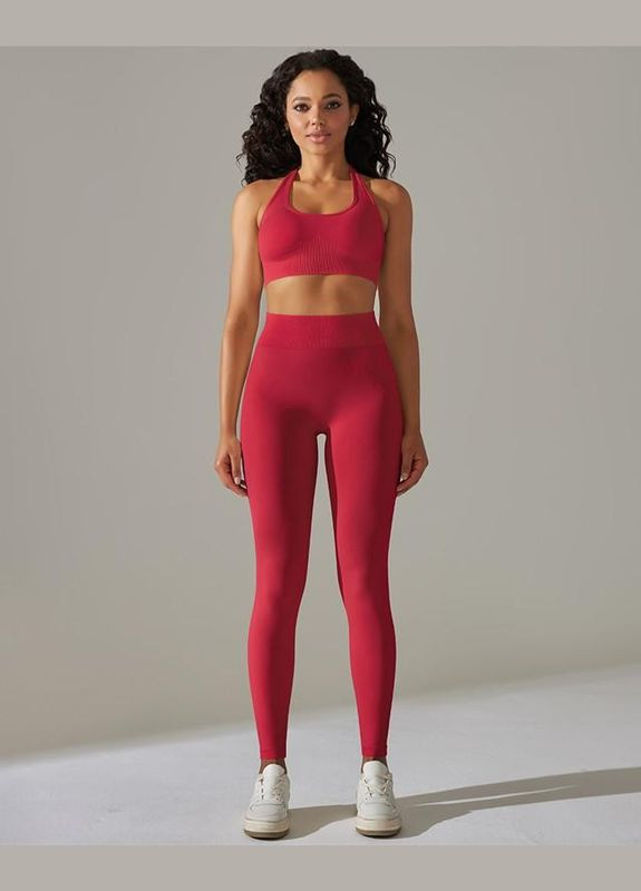 Женские спортивные бесшовные лосины с эффектом пуш-ап и высокой талией однотонные для фитнеса и йоги No Brand (325478396)