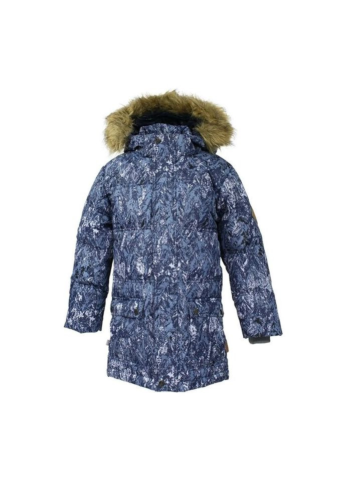 Темно-синяя зимняя куртка lucas 17770055 тёмно-синий с принтом 110 (4741468574332) Huppa