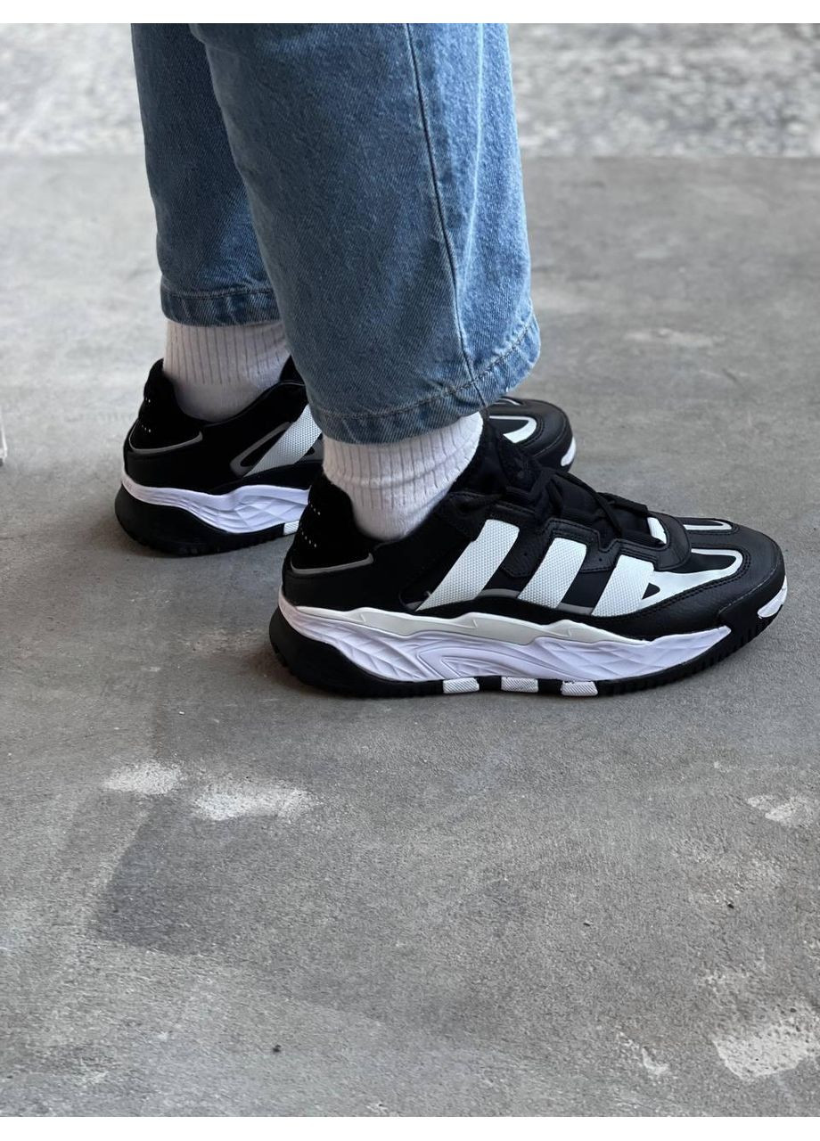 КРОССОВКИ ЖЕНСКИЕ ADIDAS NITEBALL BLACK WHITE АДИДАС НАЙТБОЛ No Brand чёрные демисезоны (367171260)