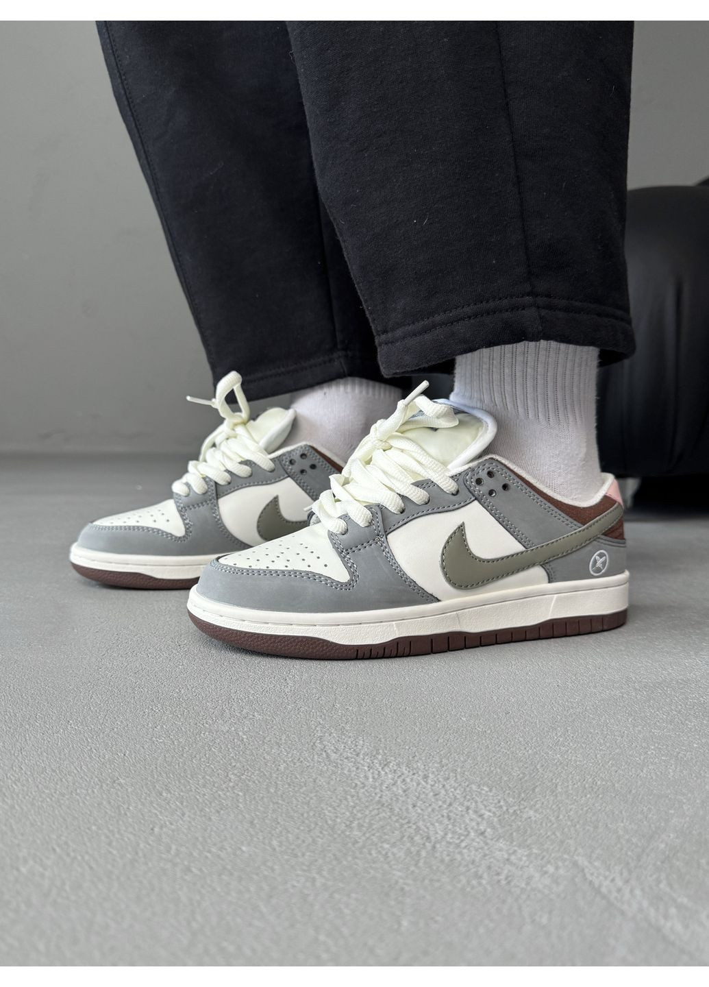 Сірі Осінні кросівки чоловічі nike sb dunk grey / white / brown найк сб данк No Brand