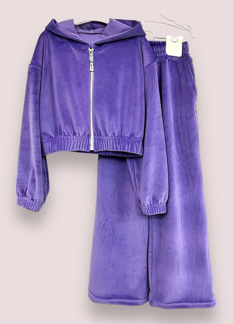 Фиолетовый демисезонный костюм подростковый для девочек брючный No Brand