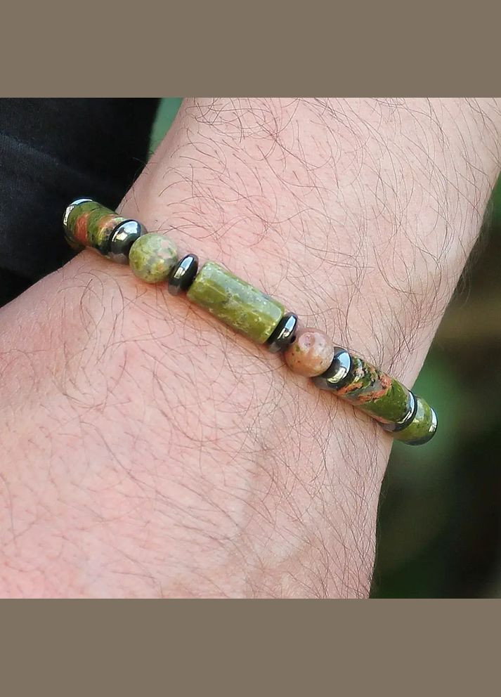 Браслет чоловічий Яшма Унакіт d-8мм обхват 19см No Brand браслет (304426674)