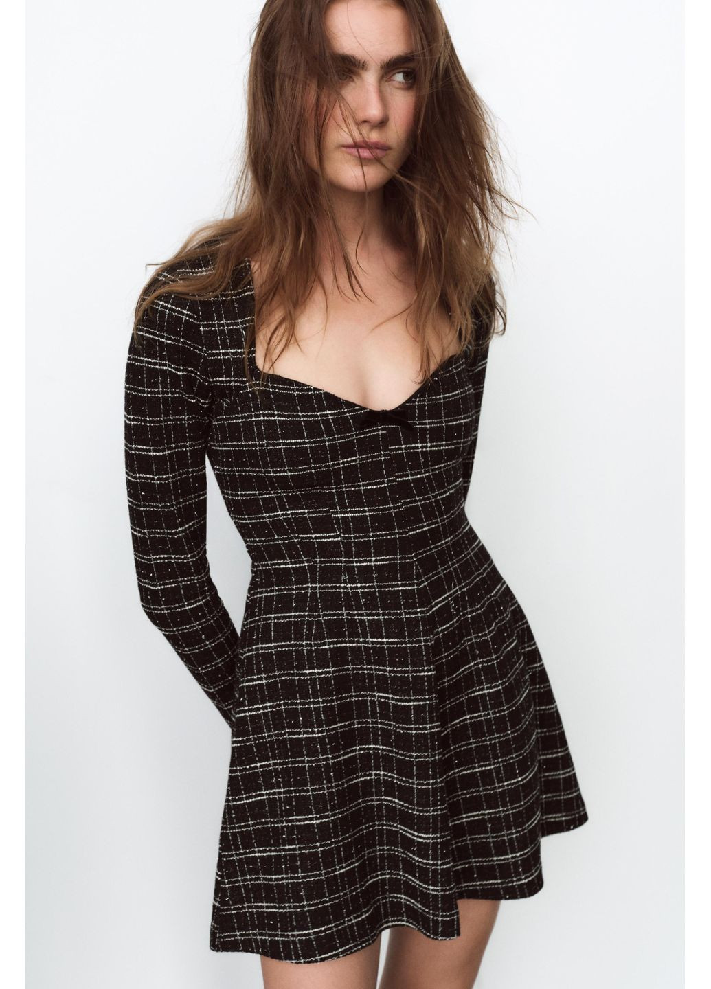Чорна клітчаста скейтерська сукня Zara