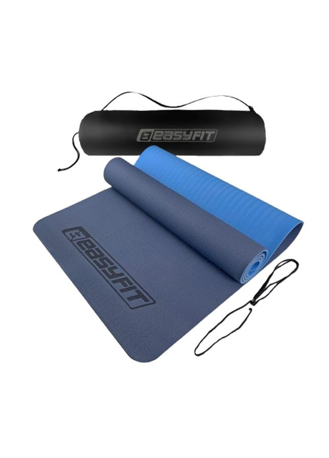 Коврик для фитнеса двухслойный с чехлом TPE+TC 6мм EF-1924s-BLB Blue EasyFit (325692321)