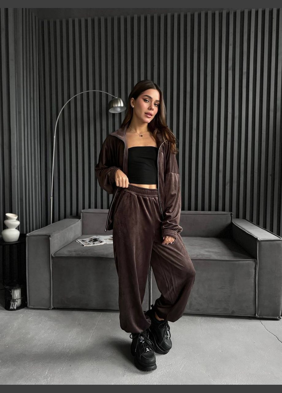 Жіночий якісний велюровий костюм на блискавці No Brand (322288897)