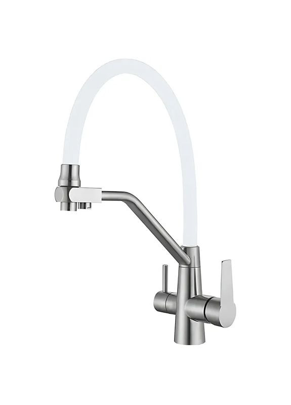 Змішувач для кухні з гнучким виливом на дві води FUL-021 REFL.WHITE з нерж. сталі SUS304 (MI7017) Mixxus (334000633)