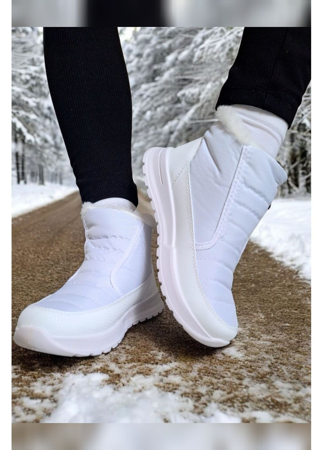 Жіночі зимові короткі білі дутики на хутрі теплі з блискавкою Viki Дутики (366422168)