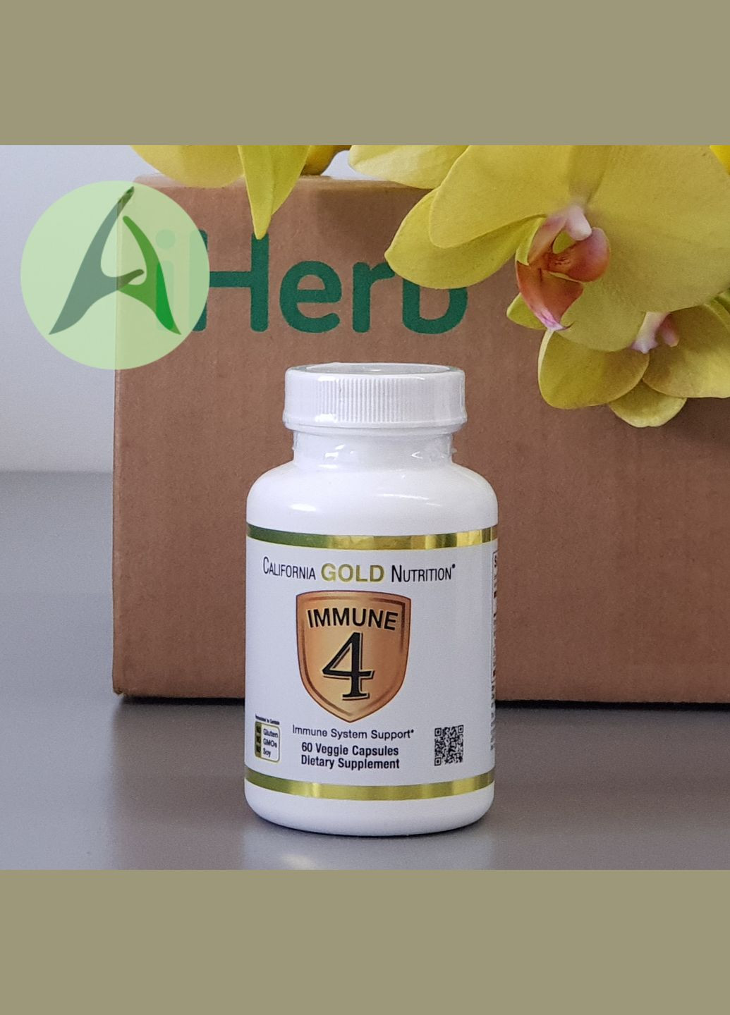Immune 4, засіб для зміцнення імунітету, 60 капсул California Gold Nutrition (314524065)