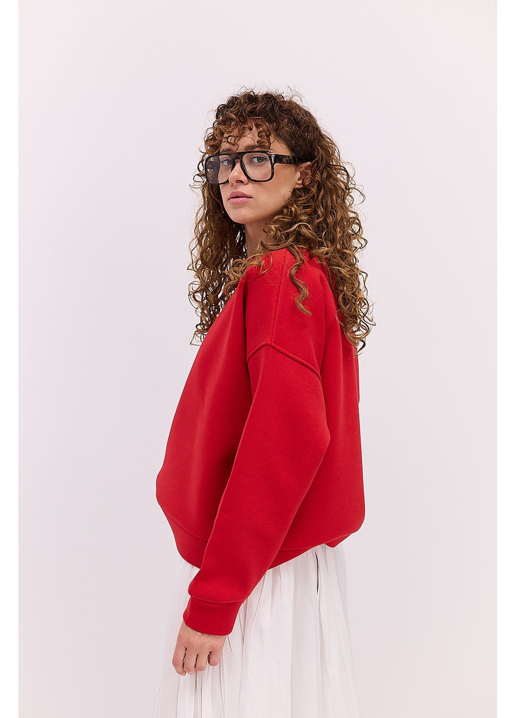 Красный утепленный женский свитшот коричневый с принтом на спине Arjen (361056629)