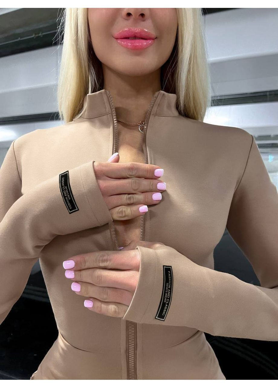 Жіночий утеплений комбінезон Asi.Store.ua комбінезон-брюки бежевий спортивний, повсякденний, вечірній, кежуал дайвінг