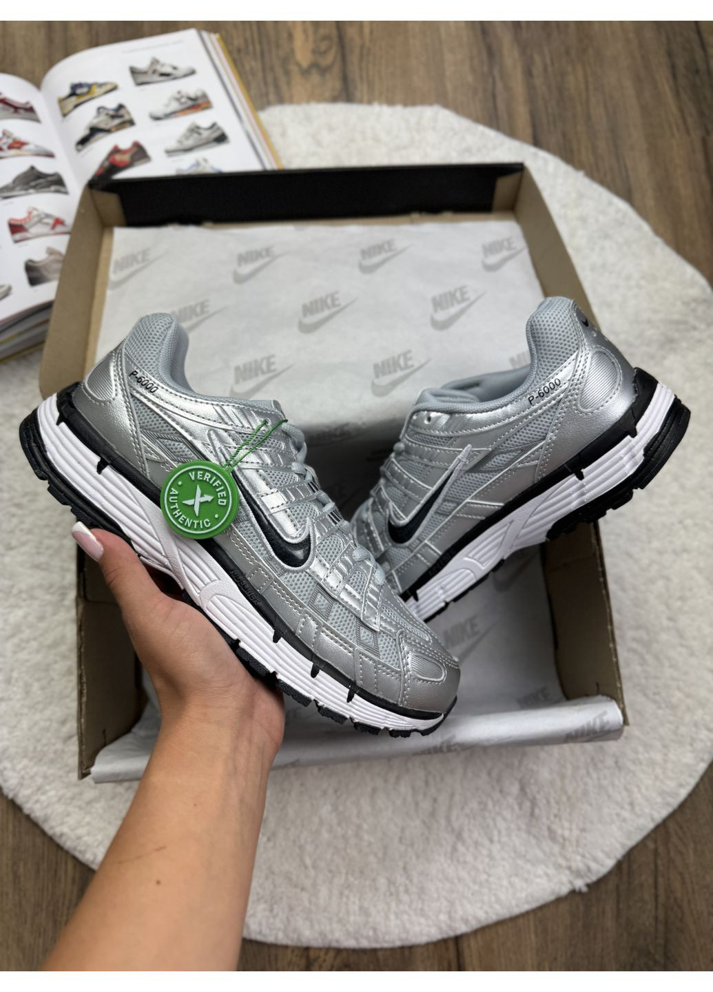 Черные демисезонные кроссовки мужские nike p6000 white silver black найк п-6000 No Brand