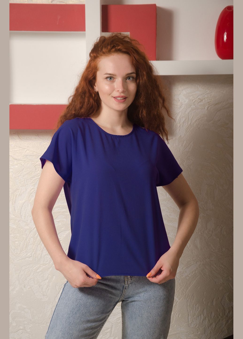 Синяя летняя легкая и практичная женская футболка INNOE Футболка