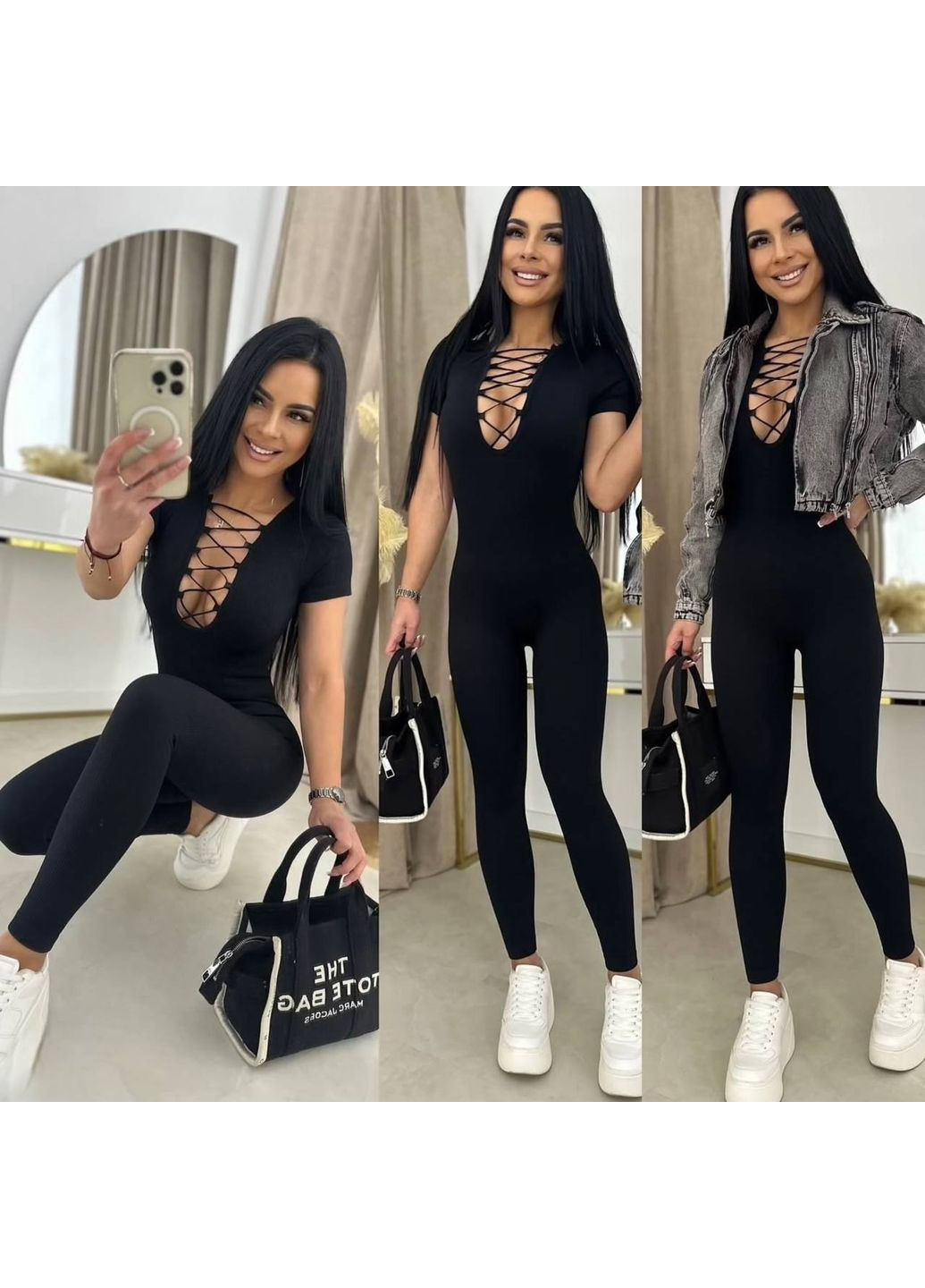 Облегающий женский комбинезон Adelante комбинезон-брюки однотонный чёрный кэжуал